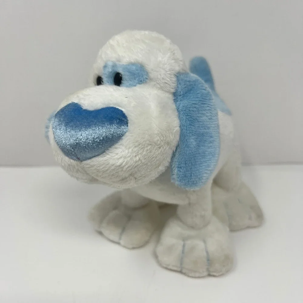 Walmart White Puppy Plush Blue Heart Nose Spotted Eye Dog‎ Stuffed Animal 7